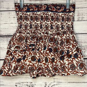 House of Harlow 1960 Revolve Marble Rust Smocked Mini Skirt Tiered Small Floral